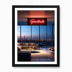 A Beautifully Calligraphed Sign Expressing Gratitude Hovering Gracefully Under Soft Led Lights Pla (1) Art Print