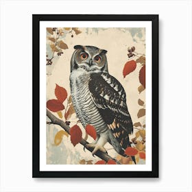 Northern Hawk Owl Vintage Illustration 4 Art Print