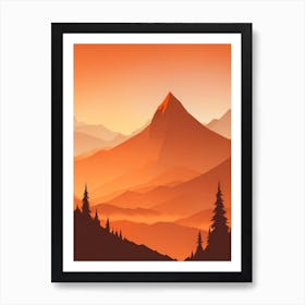 Misty Mountains Vertical Background In Orange Tone 30 Art Print