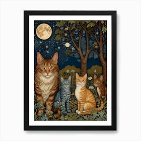 William Morris Cats In The Moonlight Art Print