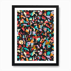 Dreamy Animal Shapes Black Art Print