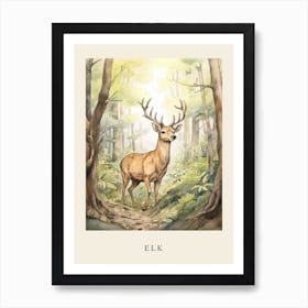Beatrix Potter Inspired  Animal Watercolour Elk 3 Art Print