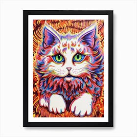Louis Wain Kaleidoscope Psychedelic Cat 8 Art Print