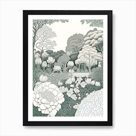 Parks And Public Gardens With Peonies 2 Drawing Art Print