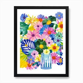 Aster Modern Colourful Flower Art Print