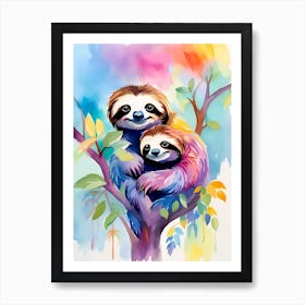 Two Sloths In A Tree Art Print