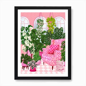 Pink Room With Plants 3 Art Print