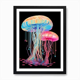 Colourful Jellyfish Illustration 3 Art Print