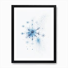 Diamond Dust, Snowflakes, Minimalist Watercolour 2 Art Print