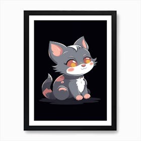 Baby Kitten Minimalistic Illustration 2 Art Print