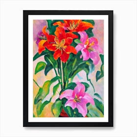 Inca Lily Floral Print Abstract Block Colour 1 Flower Art Print