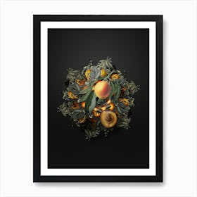 Vintage Peach Fruit Wreath on Wrought Iron Black n.0845 Art Print