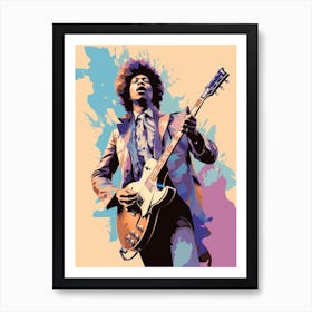 Jimi Hendrix Pastel Portrait 3 Art Print