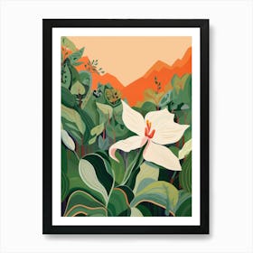 Boho Wildflower Painting White Trillium 2 Art Print