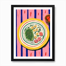 A Plate Of Oranges, Top View Food Illustration 2 Art Print