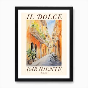 Il Dolce Far Niente Bari, Italy Watercolour Streets 2 Poster Art Print