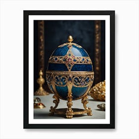 Blue And Gold Easter Egg 1 Art Print