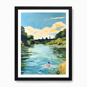 Wild Swimming At River Thames Oxfordshire 1 Art Print