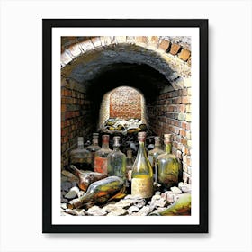 Wine Bottles In A Tunnel Art Print