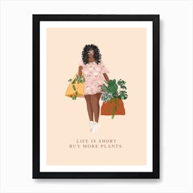 Girl With New Plants Art Print