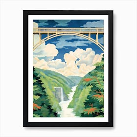 New River Gorge Bridge, West Virgina Colourful 4 Art Print