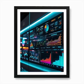 A Digitally Illustrated Dashboard Interface For Advanced Ai Business Management Dashboards Show Met (1) Art Print