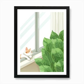 Cat On The Window Sill 1 Art Print