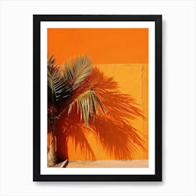 Palm Leaves Orange Wall Summer Photography Art Print
