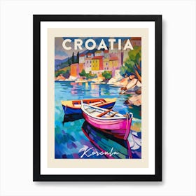 Korcula Croatia 1 Fauvist Painting  Travel Poster Art Print