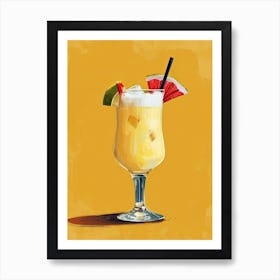 Yellow Tropical Cocktail 4 Art Print