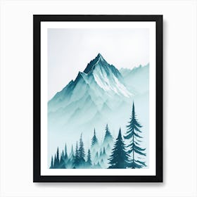 Mountain And Forest In Minimalist Watercolor Vertical Composition 87 Art Print