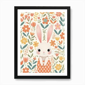 Floral Cute Baby Bunny Nursery (28) Art Print