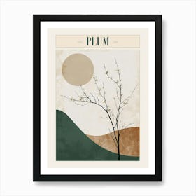 Plum Tree Minimal Japandi Illustration 2 Poster Art Print