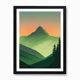 Misty Mountains Vertical Background In Green Tone 31 Art Print