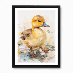 Sweet Mixed Media Duckling Collage 2 Art Print