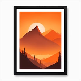 Misty Mountains Vertical Composition In Orange Tone 188 Art Print