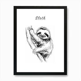 B&W Sloth Poster Poster