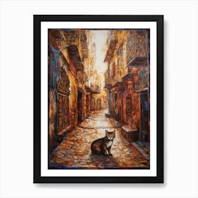 Painting Of Marrakech With A Cat In The Style Of Renaissance, Da Vinci 4 Art Print