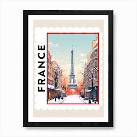 Retro Winter Stamp Poster Paris France 2 Art Print