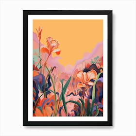 Boho Wildflower Painting Wild Iris 1 Art Print