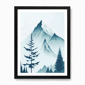 Mountain And Forest In Minimalist Watercolor Vertical Composition 161 Art Print