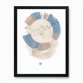 Murmuration 3 - minimal beige blue gray abstract Art Print