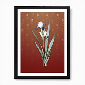 Vintage Tall Bearded Iris Botanical on Falu Red Pattern n.0028 Art Print