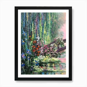 Claude Monet Painting On Canvas Japanese Bridge Water Lilies Wall Art Lily Oil Painting Green Nature 1 Art Print