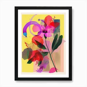 Cyclamen 1 Neon Flower Collage Poster