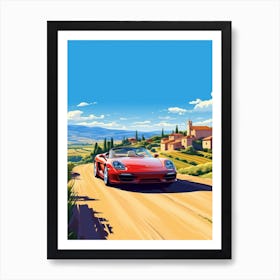 A Porsche Carrera Gt In The Tuscany Italy Illustration 4 Art Print