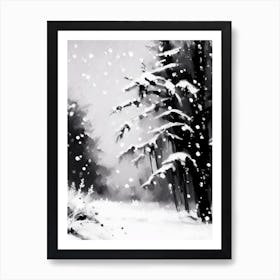 Winter, Snowflakes, Black & White 1 Art Print