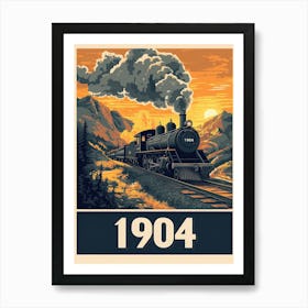 Aihrgdesign A Retro Poster Of A Steam Locomotive Traveling Th 0e80c41e Ac89 4bff 9ce9 052186e5b745 3 Art Print