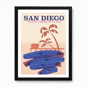 San Diego "Travel there by plane" Vintage style travel poster Art Print