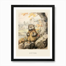 Beatrix Potter Inspired  Animal Watercolour Otter 1 Art Print